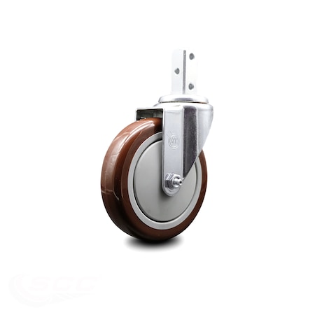 Service Caster 5 Inch Maroon Polyurethane Wheel Swivel 3/4 Inch Square Stem Caster SCC SCC-SQ20S514-PPUB-MRN-34